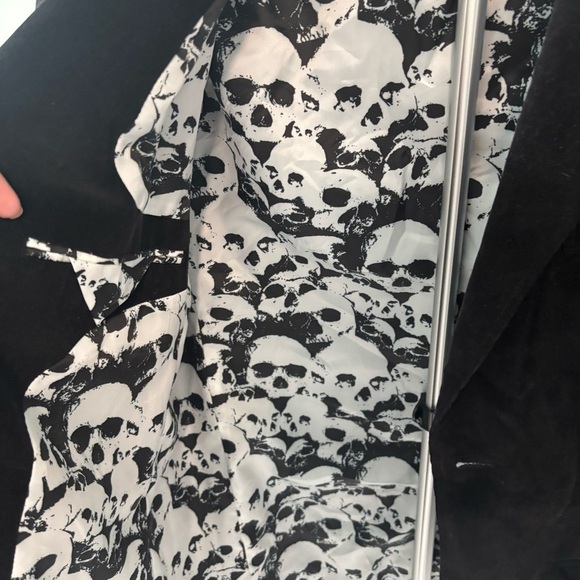 Men’s Affliction Corduroy Blazer Size 40 Black Rock Revival Skull Lined Jacket - Picture 2 of 6